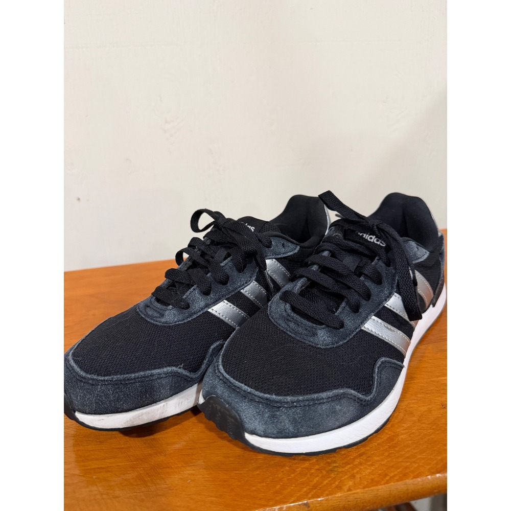 Adidas Retrorun 60s Shoes Core Black Silver Metallic Sneakers Women's 7.5